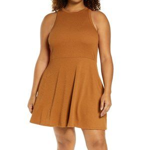 BP Sleeveless Rib Dress, Size 2X in Tan Dale